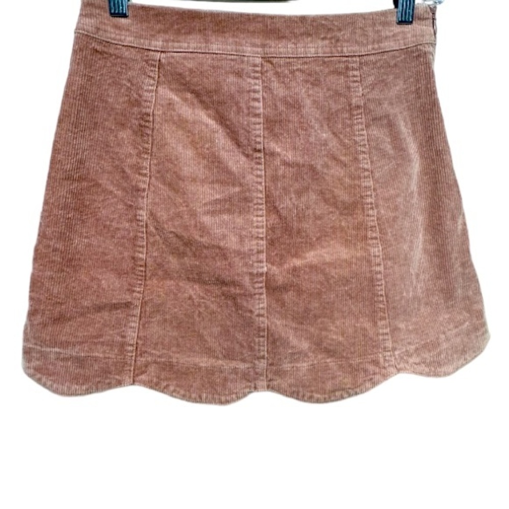 Altar'd‎ State Sophia Mini Skirt Pink Corduroy Scalloped Hem Lined Size S NWT